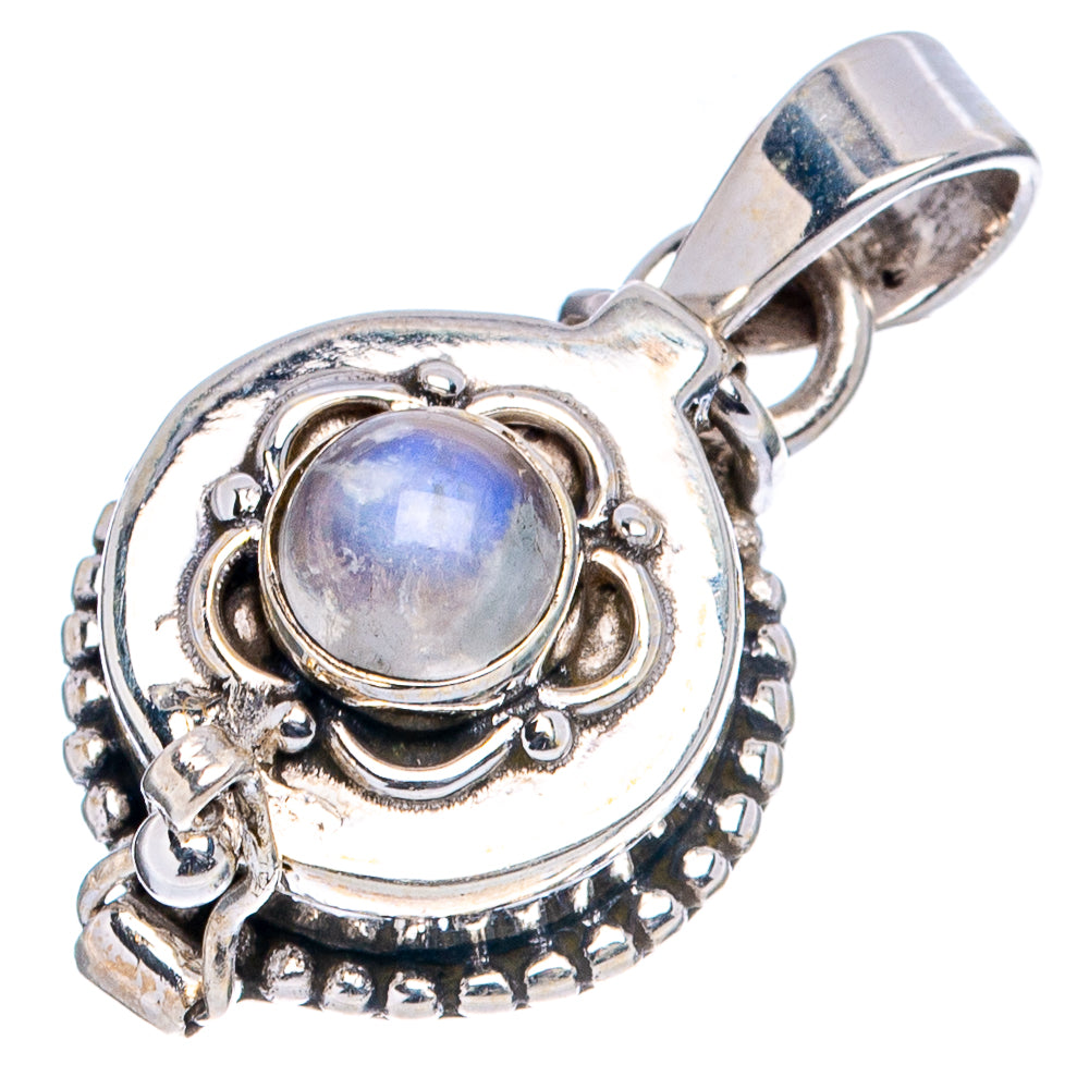 Rainbow Moonstone Poison Pendant 1 1/8" (.925 Sterling Silver)