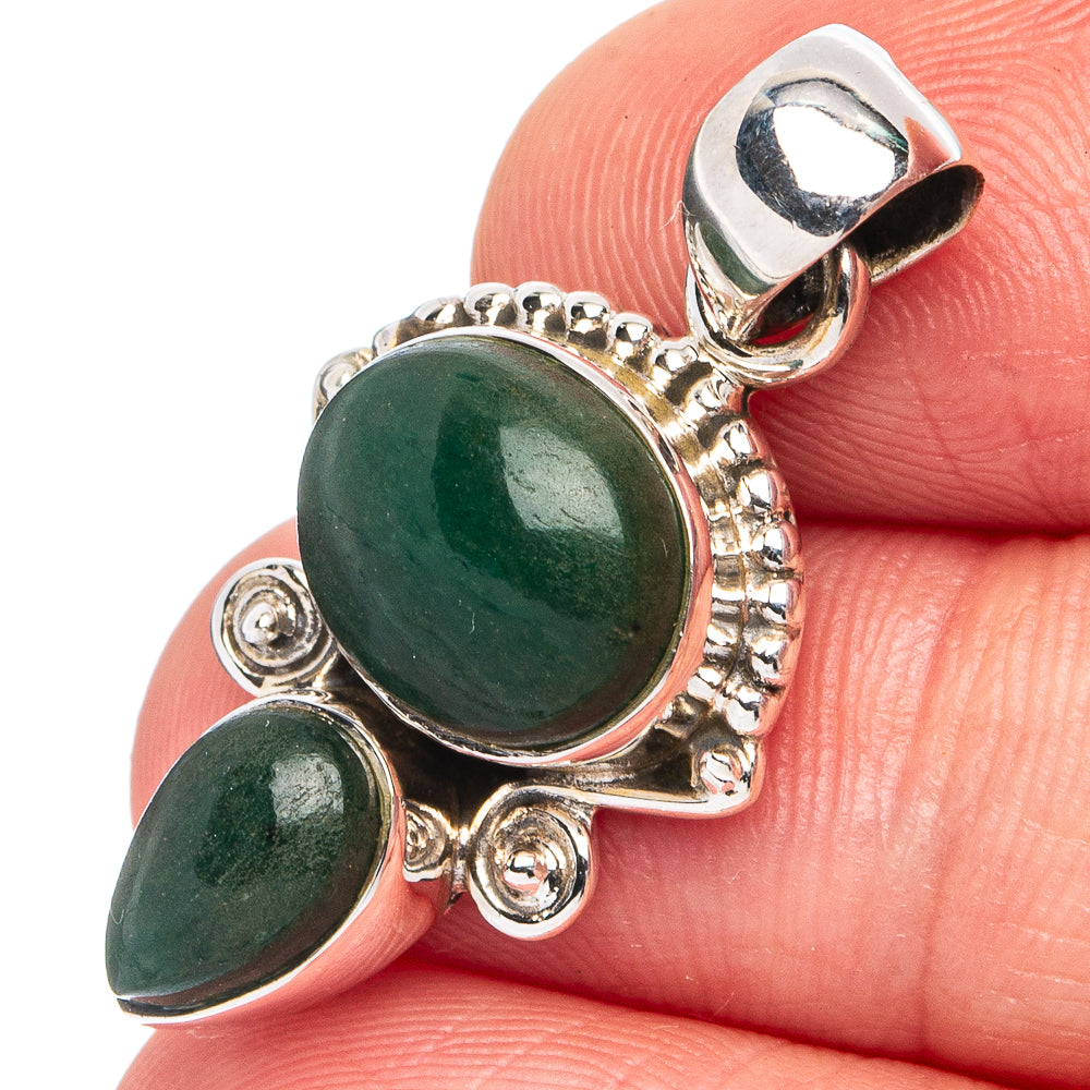 Green Aventurine Pendant 1 1/4" (925 Sterling Silver) P45599