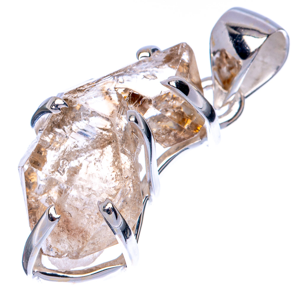 Sterling silver quartz pendant with clear champagne crystal cluster and top bail