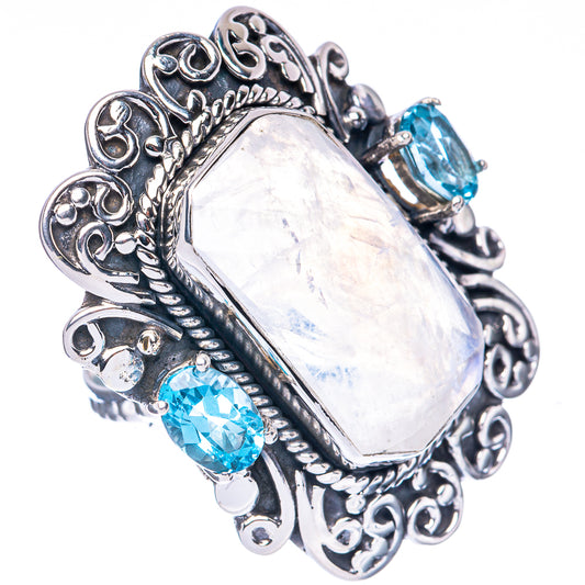 Signature Rainbow Moonstone, Apatite Ring Size 7.75 (925 Sterling Silver) R2571