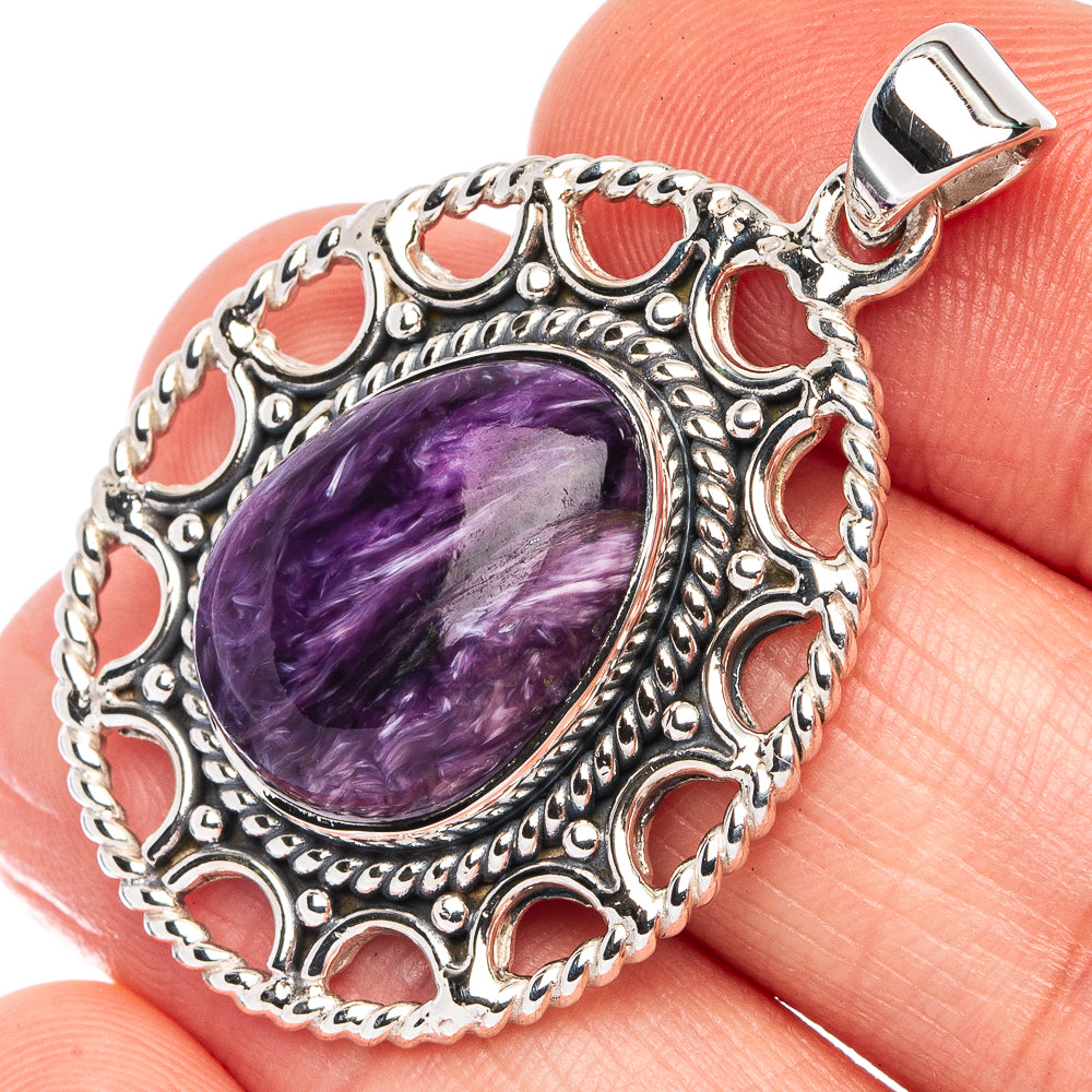 Premium Charoite Pendant 1 1/2" (925 Sterling Silver) P45021