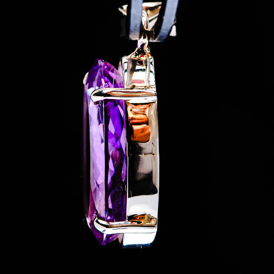 Premium Brazilian Amethyst Pendant 1 3/8" (.925 Sterling Silver)