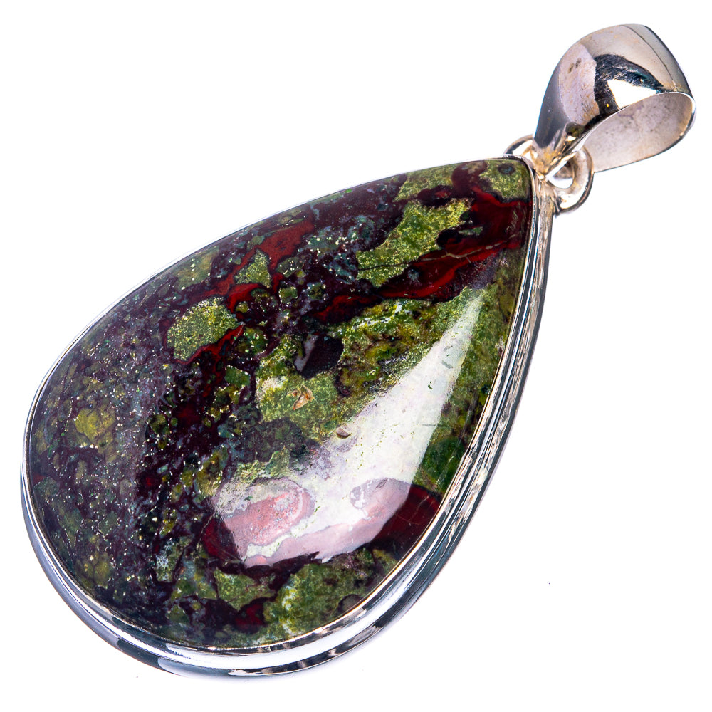 Dragon's Blood Stone 925 Sterling Silver Pendant 1 7/8"