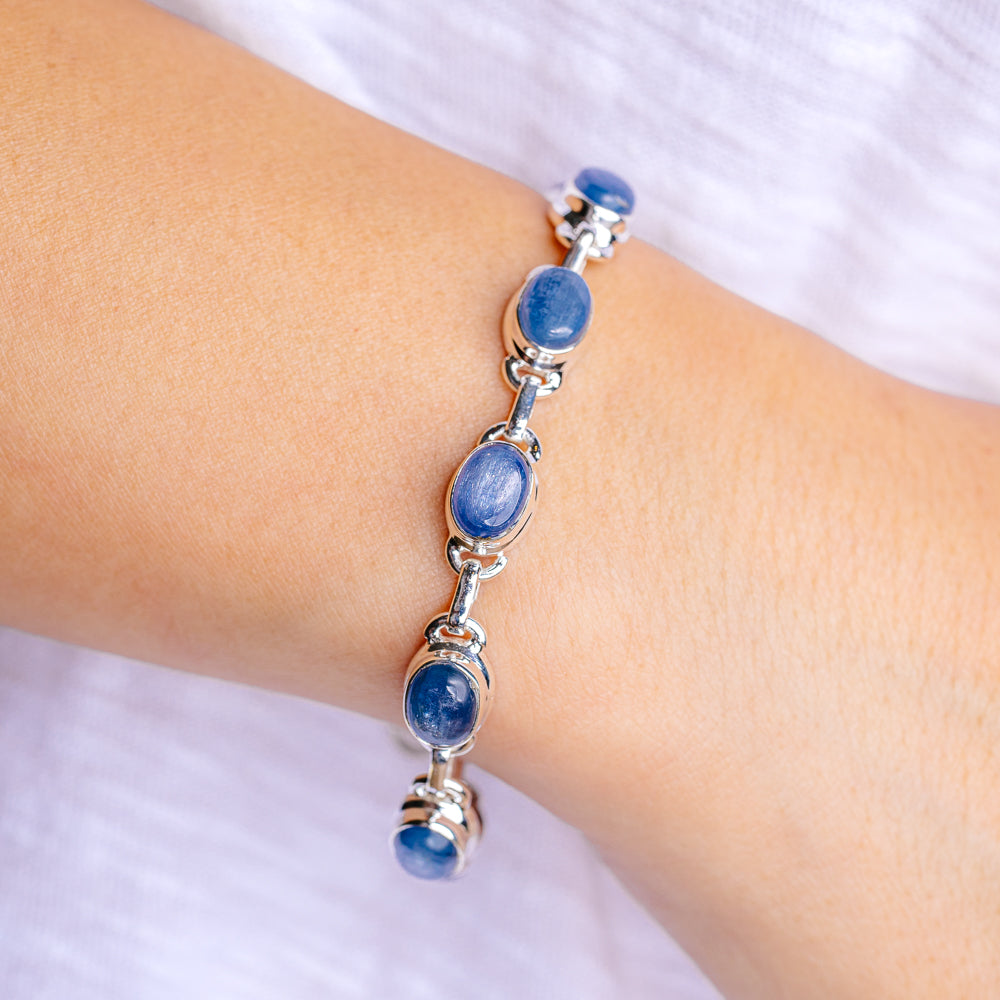 Kyanite Bracelet 6 to 8" (.925 Sterling Silver)