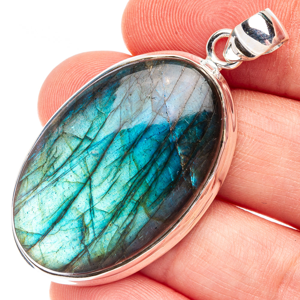 Labradorite 925 Sterling Silver Pendant 1 7/8" (925 Sterling Silver) P43587