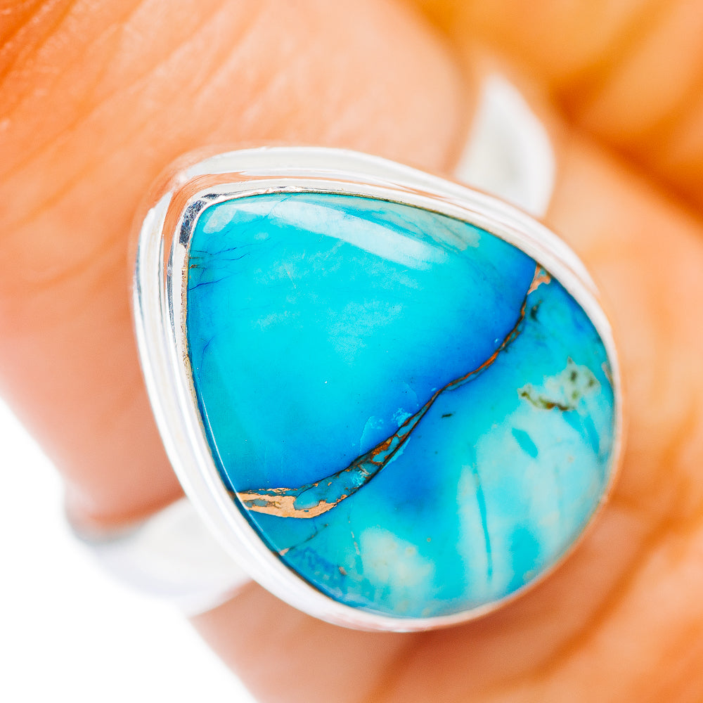 Ice Blue Dahlia Turquoise Ring Size 6.25 (.925 Sterling Silver)