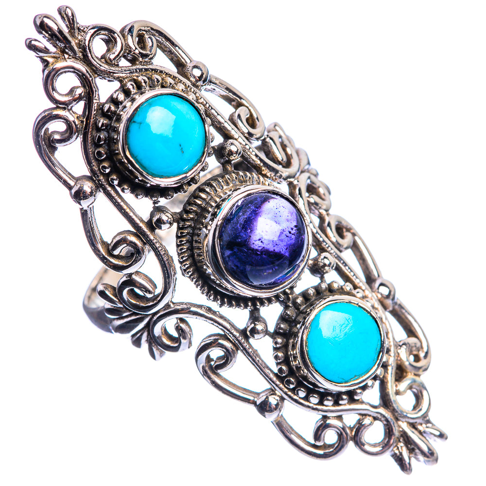 Large Tanzanite, Sleeping Beauty Turquoise 925 Sterling Silver Ring Size 7.75