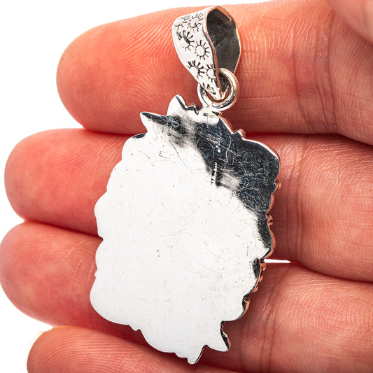 Exclusive Southwestern Style Hubei Turquoise Pendant 1 3/4" (.925 Sterling Silver)