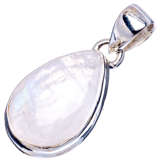 Rainbow moonstone pendant with oval cabochon, .925 sterling silver bail and frame