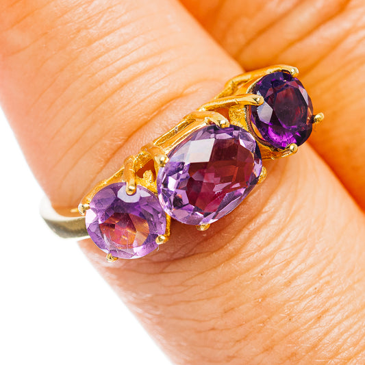 Amethyst Ring Size 8 (.925 Sterling Silver) 24k Gold Plated