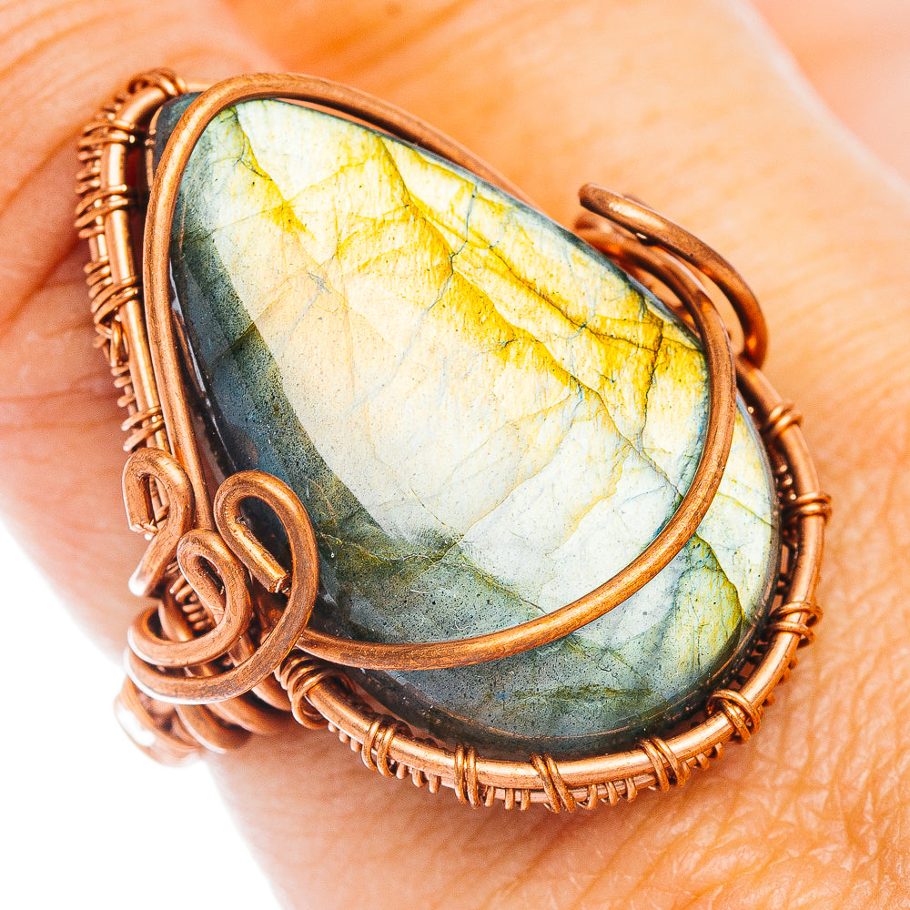 Labradorite Wire Wrap Ring Size 6.5 (Copper)