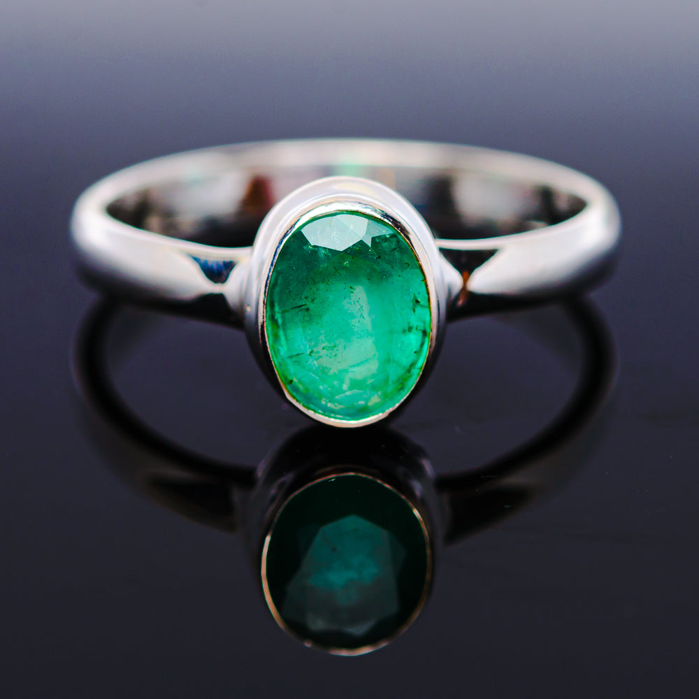 1ct Premium Zambian Emerald Ring Size 8 (.925 Sterling Silver)