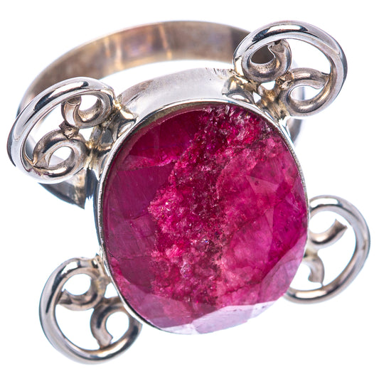 Sterling silver oval sillimanite ring with raised setting and curled side loops