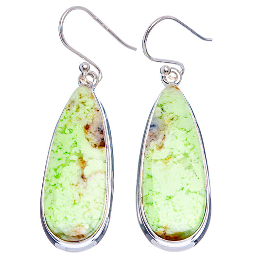 Pair of teardrop chrysoprase earrings with .925 sterling silver hooks and bright green stones