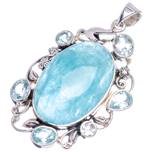 Signature Aquamarine Pendant 2 1/8" (.925 Sterling Silver)