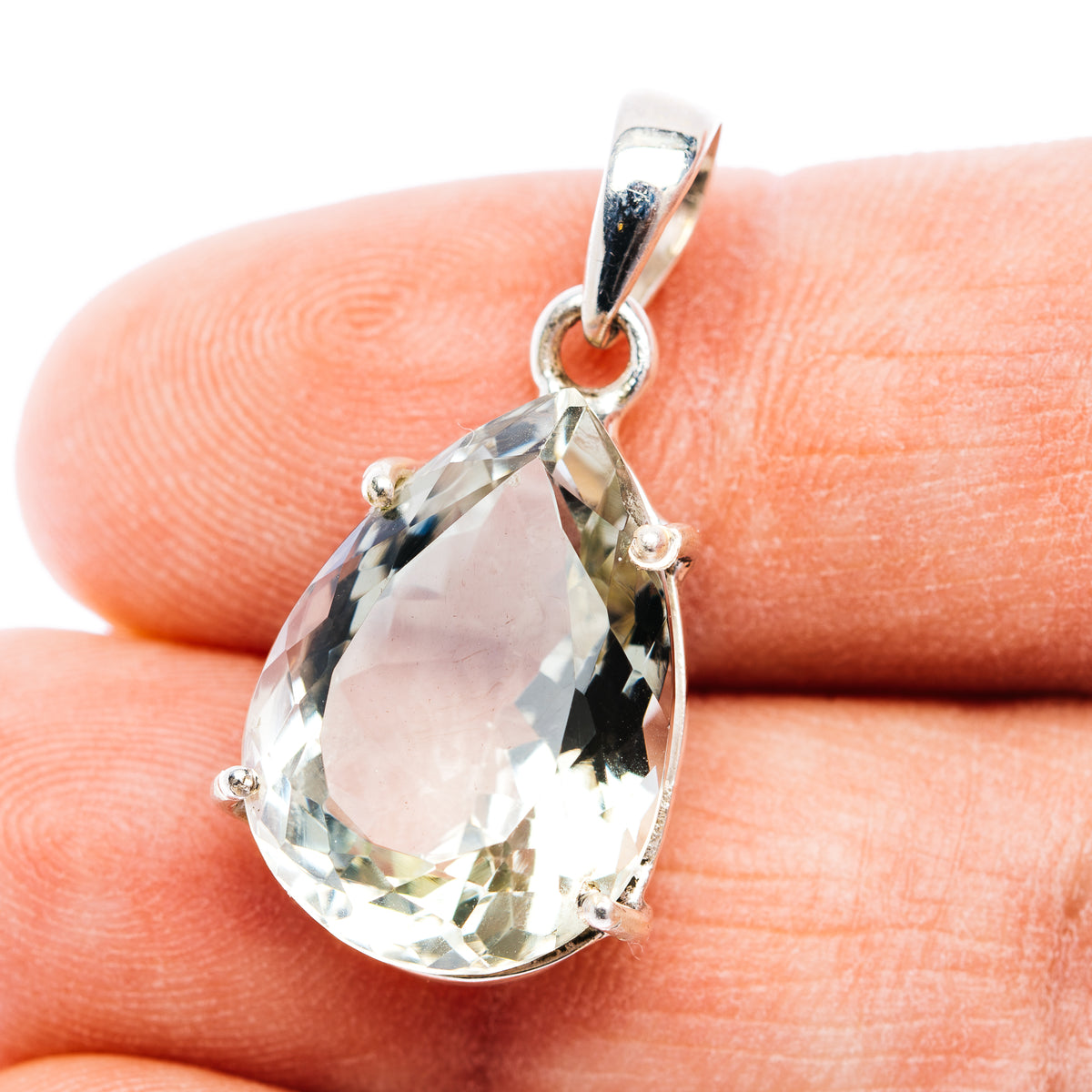 Faceted Prasiolite Pendant 1 1/8" (.925 Sterling Silver)