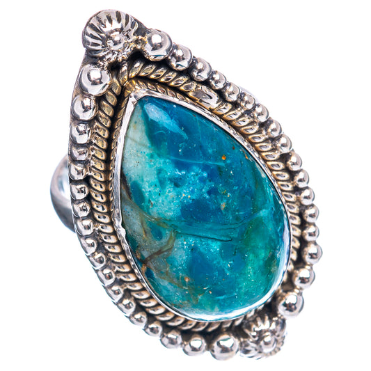 Sterling silver opal ring with large blue-green teardrop stone and raised beaded border