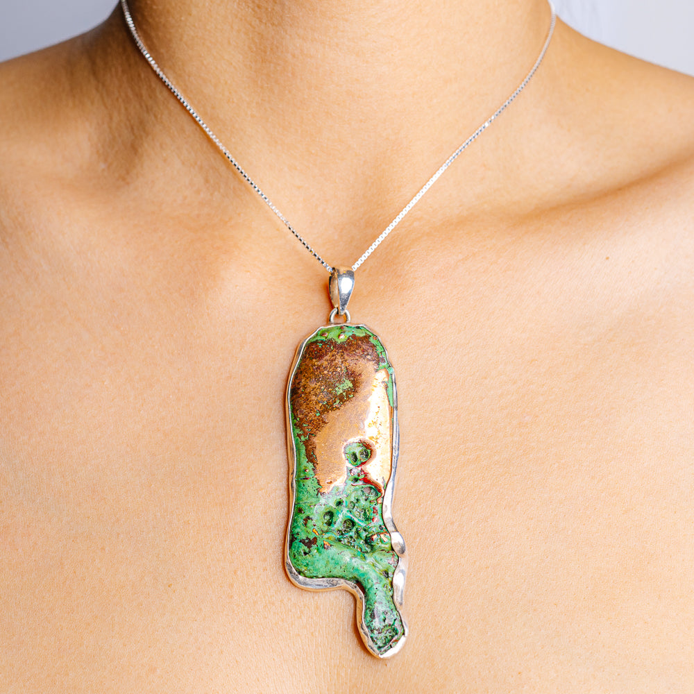 Large Copper Splash Pendant 3 1/2" (.925 Sterling Silver)