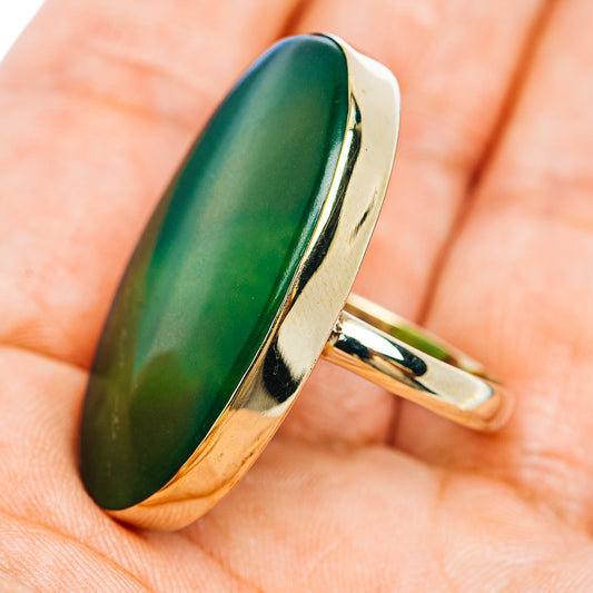 Nephrite Jade Ring Size 9 (German Silver)