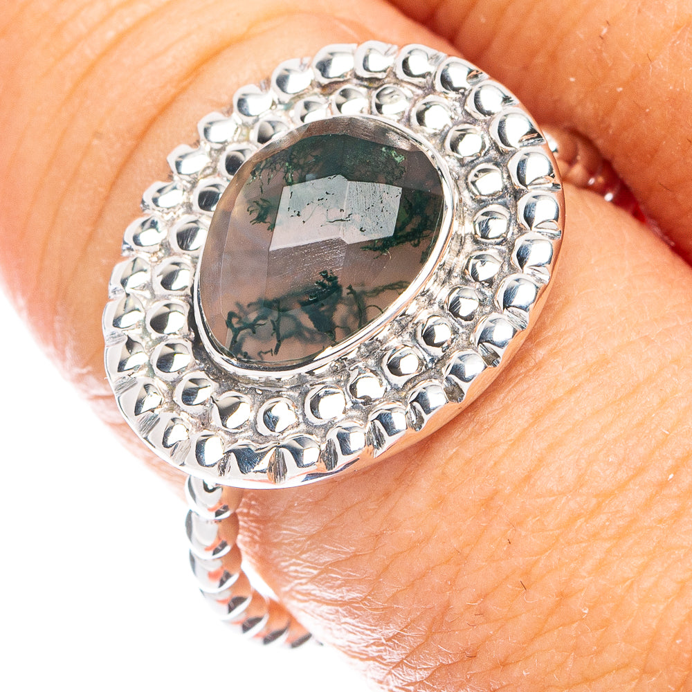 Premium Green Moss Agate Ring Size 8.75 (925 Sterling Silver) RING7786