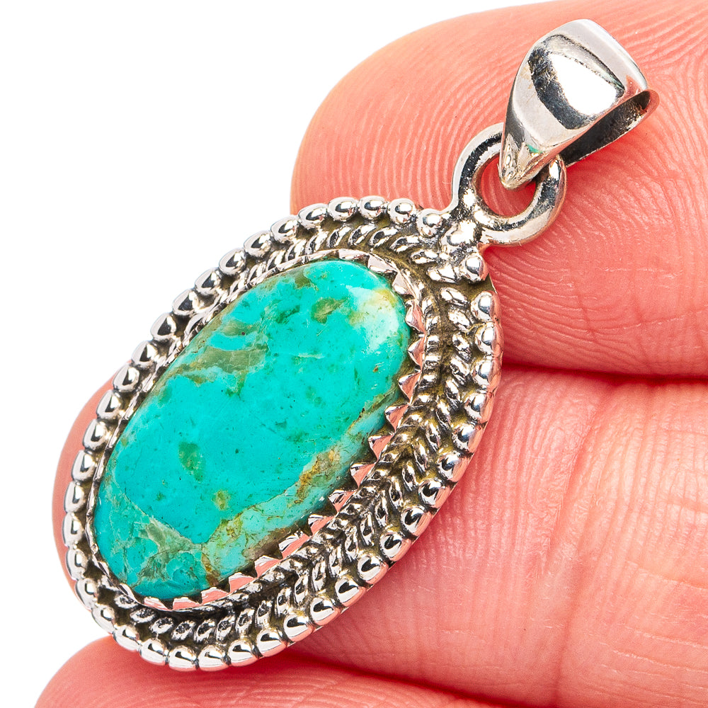 Rare Kingman Turquoise Pendant 1 1/4" (.925 Sterling Silver)
