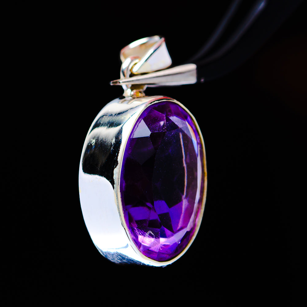 12.98ct Premium Faceted Amethyst Pendant 1" (.925 Sterling Silver)