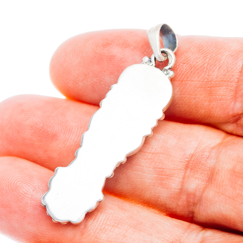 Southwestern Style Tibetan Turquoise Pendant 1 3/4" (.925 Sterling Silver)