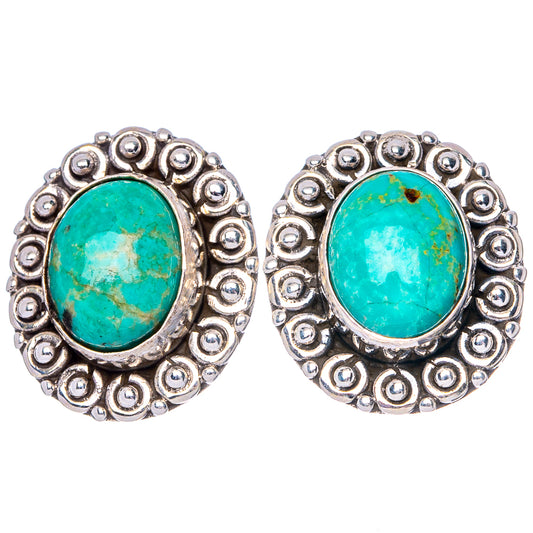 Tibetan Turquoise Earrings 5/8" (925 Sterling Silver) E1556
