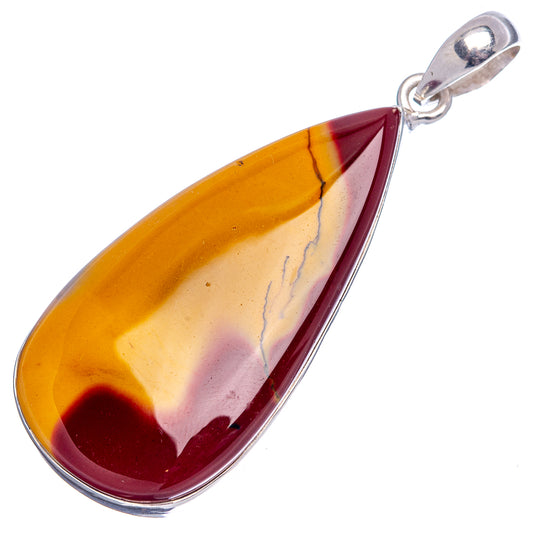 Teardrop mookaite stone pendant in sterling silver with maroon and yellow streaks