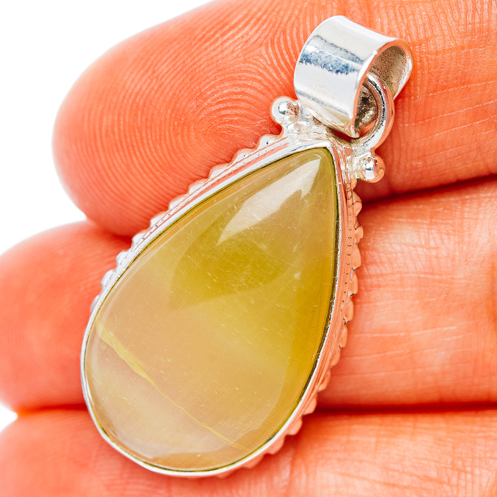 Yellow Agate Pendant 1 1/2" (.925 Sterling Silver)