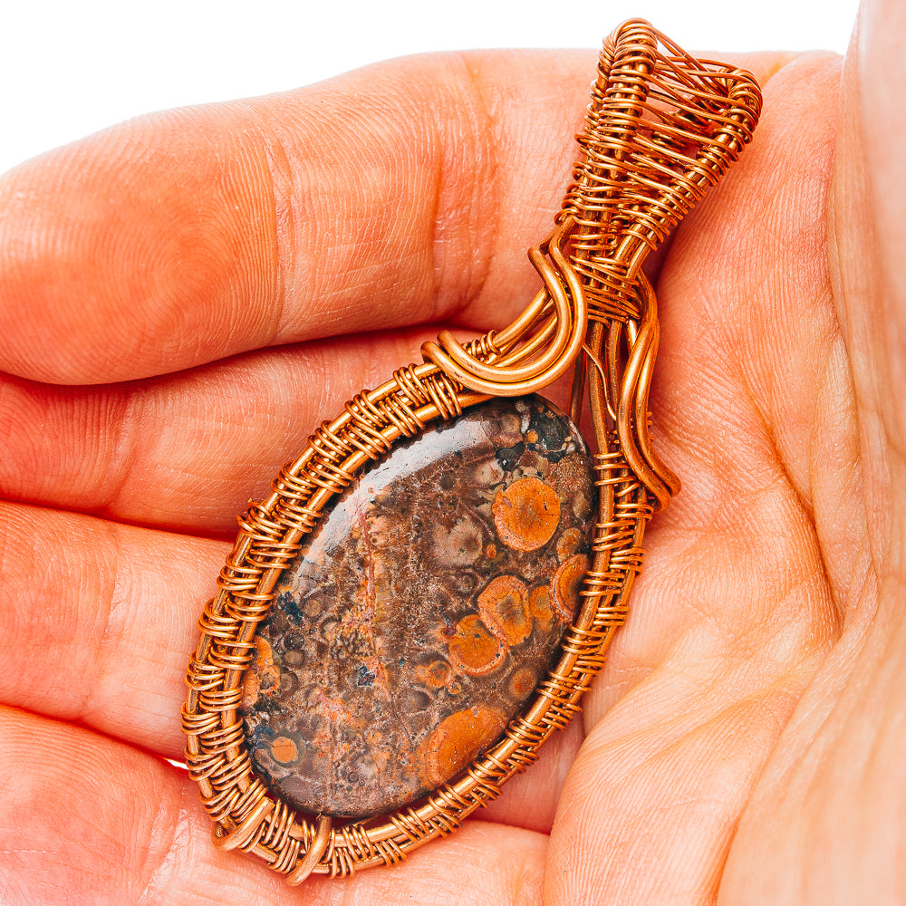 Asteroid Jasper Wire Wrap Pendant 2 3/8" (Copper)