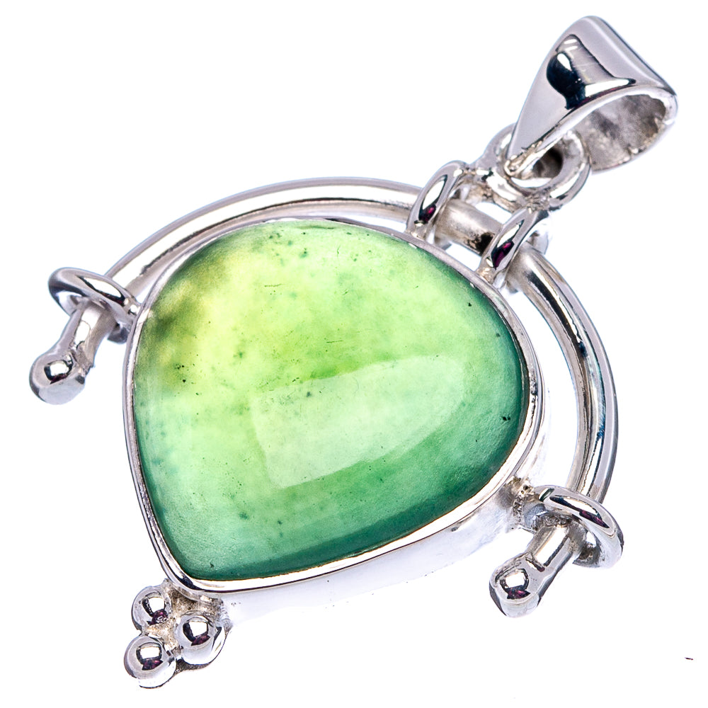 Premium Nephrite Jade Pendant 1 1/4" (.925 Sterling Silver)