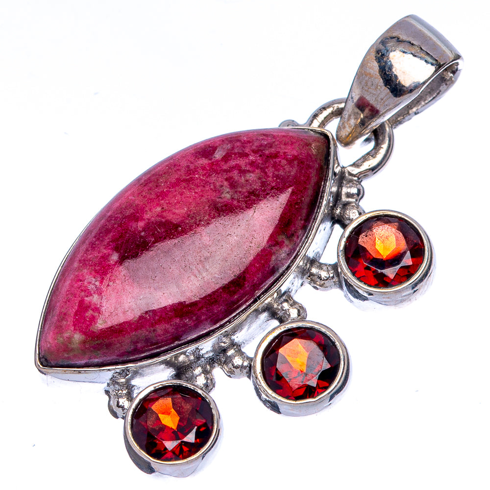 Thulite, Garnet Pendant 1 3/8" (925 Sterling Silver) P40136