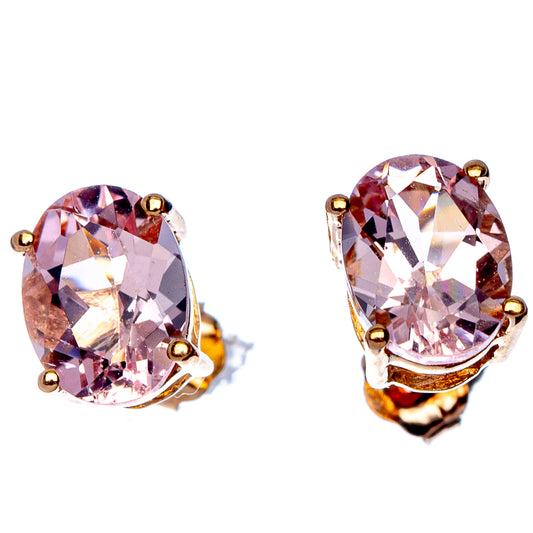 10k Gold Faceted Morganite Earrings 3/8" (925 Sterling Silver) E433165