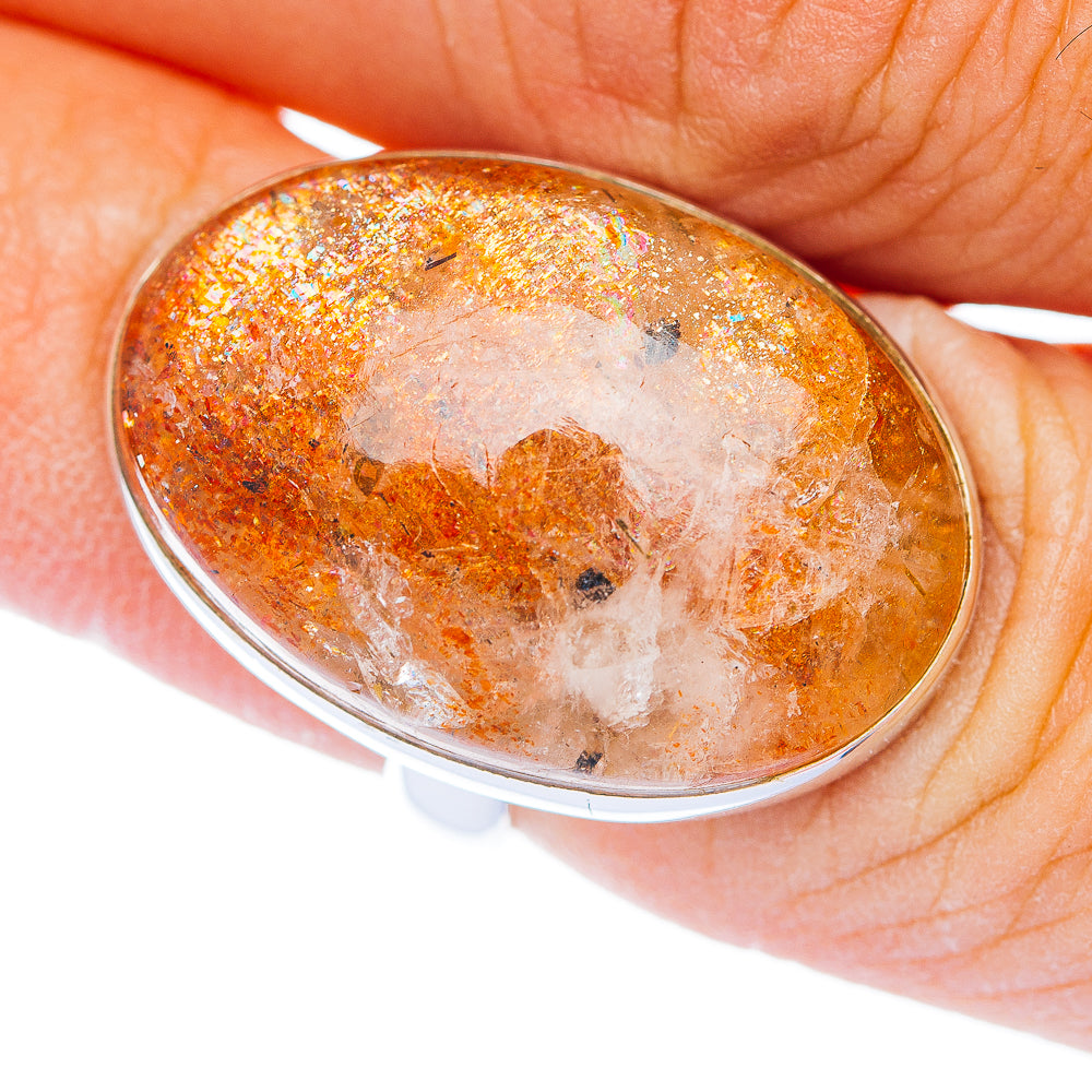 Premium African Sunstone Ring Size 6.25 Adjustable (.925 Sterling Silver)