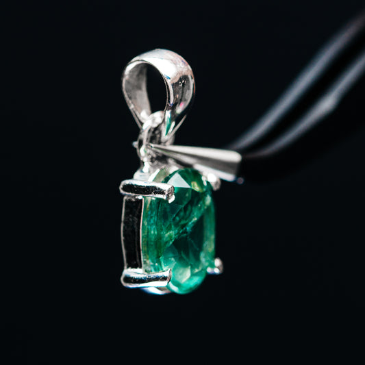 Premium Faceted Zambian Emerald Pendant 3/4" (.925 Sterling Silver)