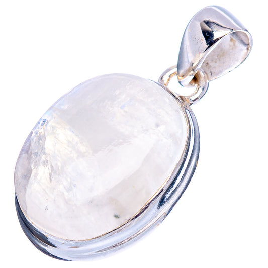 Oval moonstone pendant, .925 sterling silver frame and hinged bail