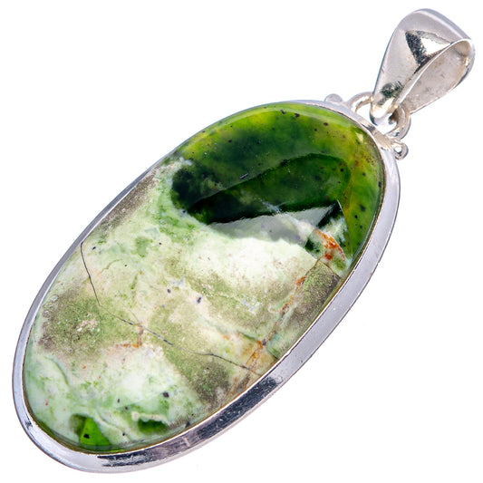 Oval chrome chalcedony pendant, .925 sterling silver setting with loop bail