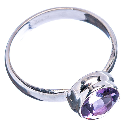 Sterling silver (.925) amethyst ring, faceted oval purple gemstone on band