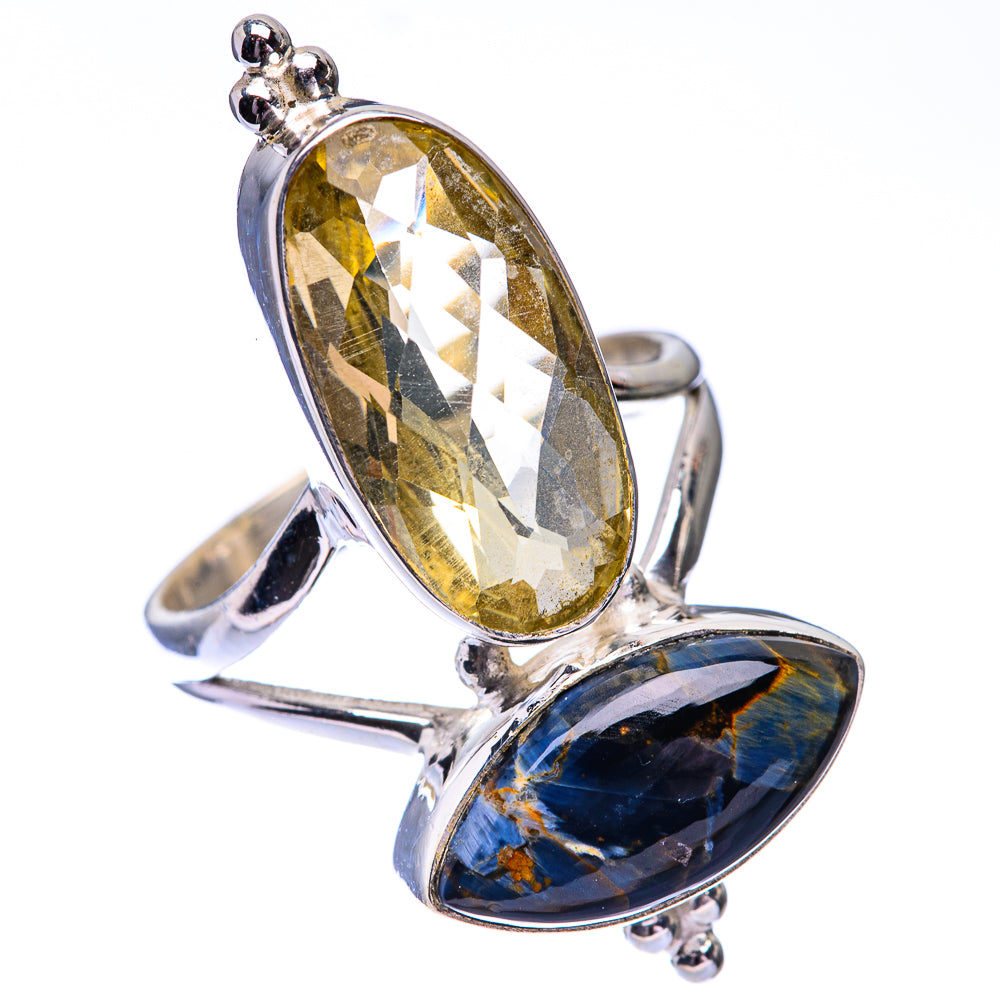 Large Pietersite, Lemon Quartz Ring Size 9 (925 Sterling Silver) R140641