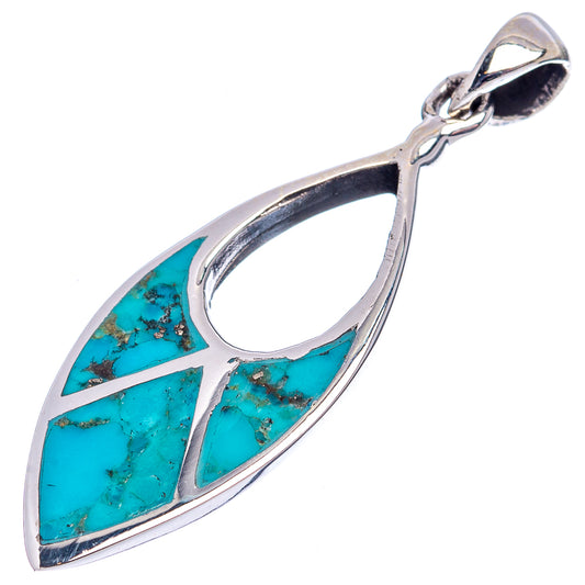 Sterling silver turquoise pendant with teardrop bail and marbled inlay
