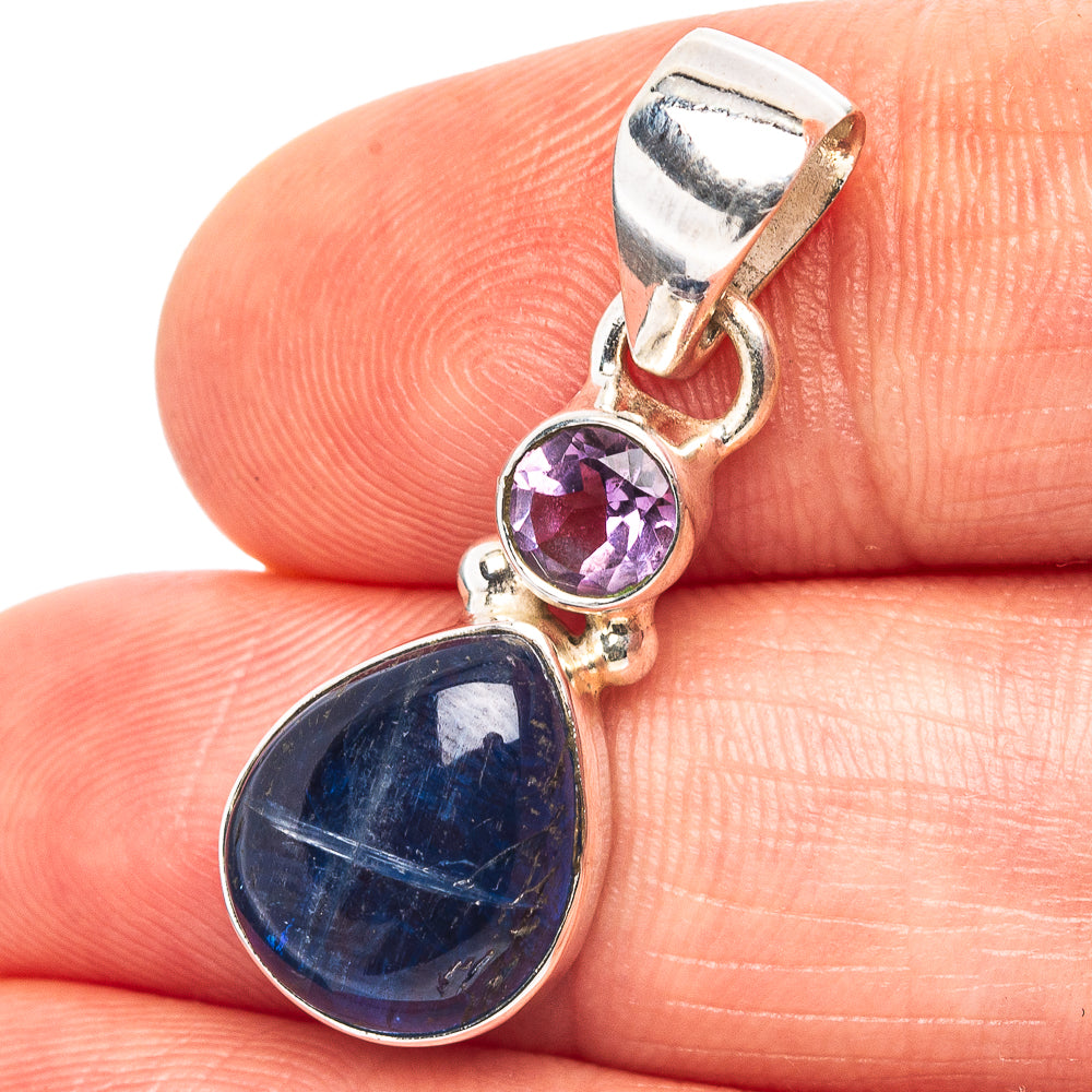 Kyanite, Amethyst Pendant 1 1/8" (.925 Sterling Silver)