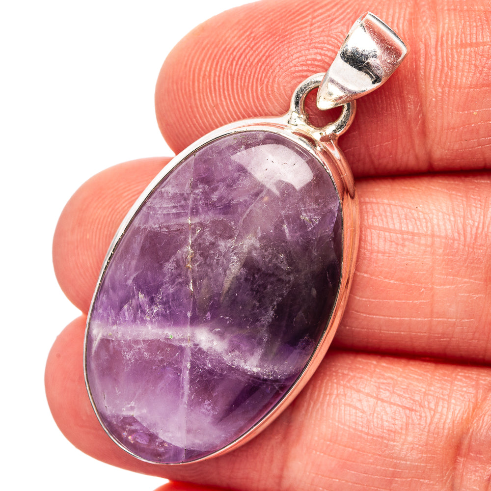 Chevron Amethyst Pendant 1 5/8" (.925 Sterling Silver)