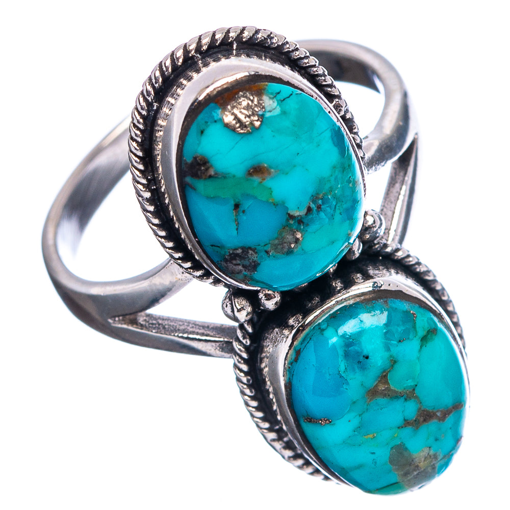 Native Style Mohave Turquoise Ring Size 6.75 (.925 Sterling Silver)