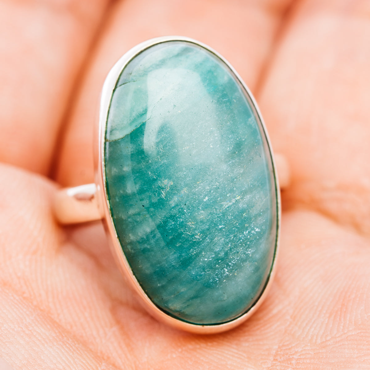 Fire Amazonite Ring Size 8 (.925 Sterling Silver)