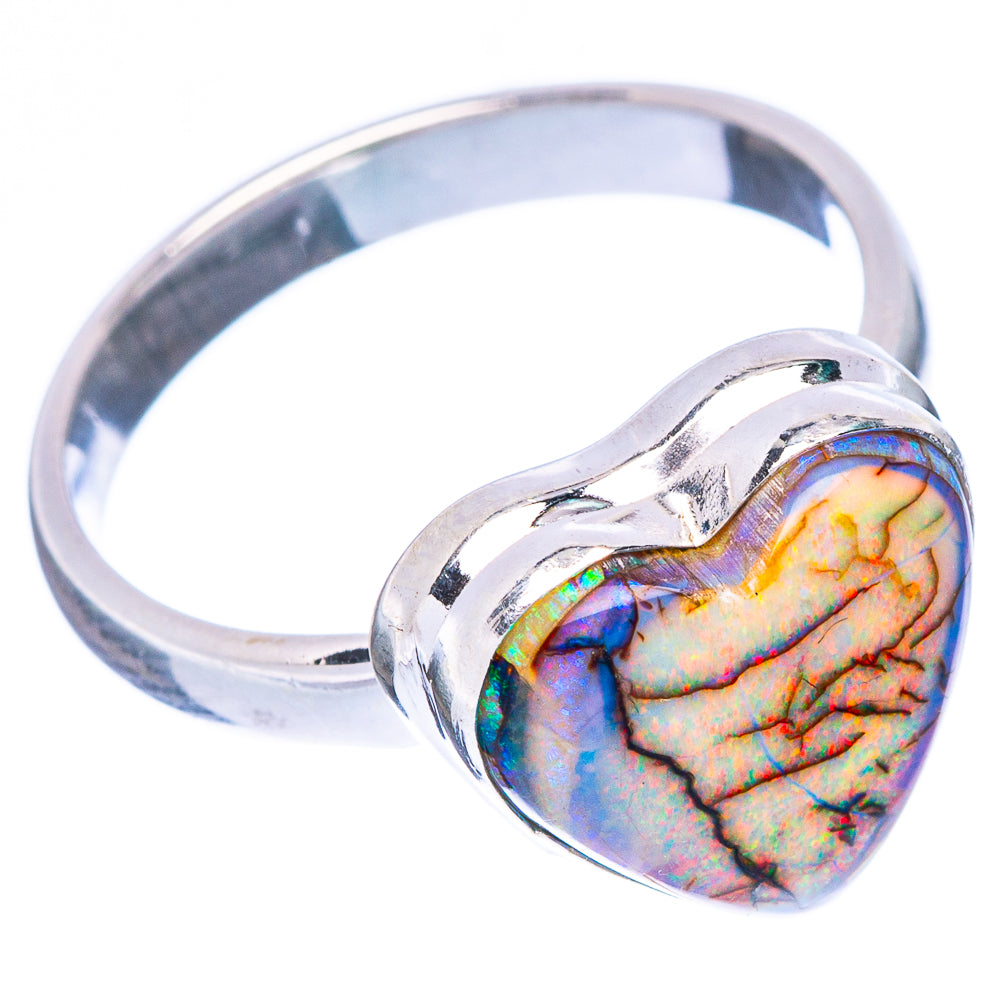 Rare Sterling Opal Heart Ring Size 9 (925 Sterling Silver) R2234