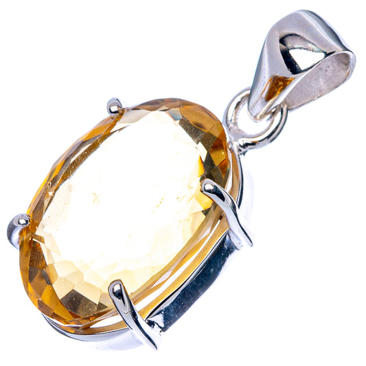 Faceted Citrine Pendant 1 1/8" (925 Sterling Silver) P43010
