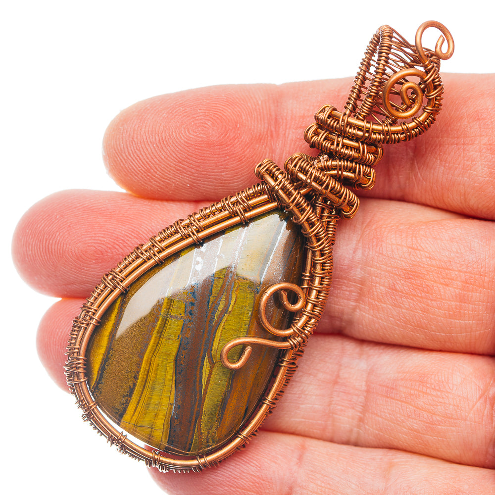 Tiger's Iron Wire Wrap Pendant 3" (Copper)