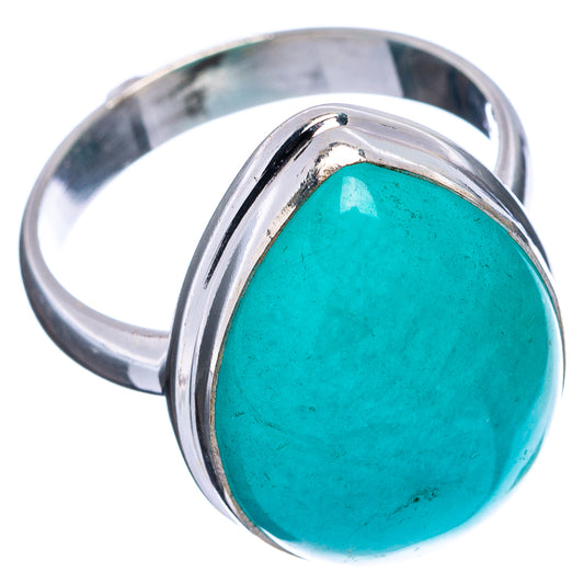 Sterling silver amazonite ring with oval turquoise center stone and bezel setting