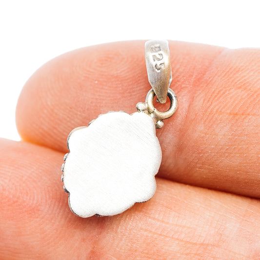 Sterling silver back of turquoise pendant with 925 stamp and loop bail